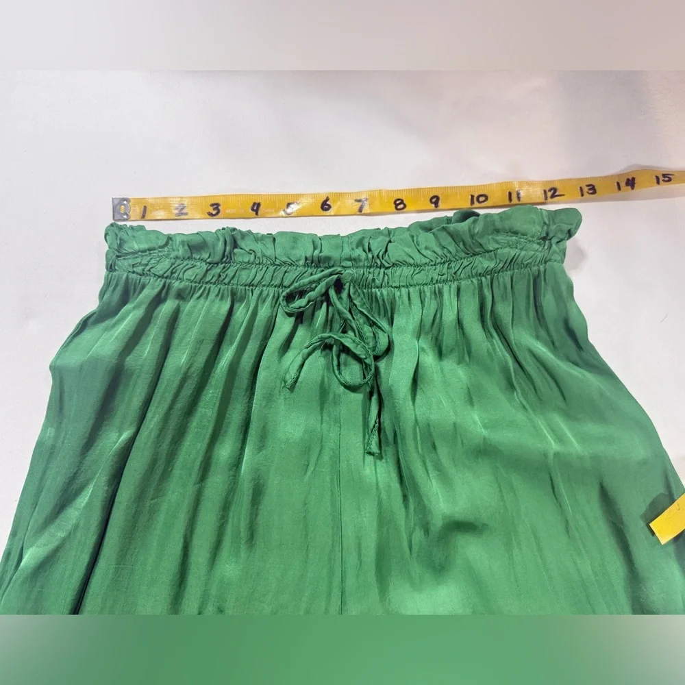 VENTI6 Vibrant kelly green silk blend wide leg palazzo pants size S - Picture 10 of 11